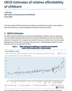 OECD Estimates of relative affordability  of childcare