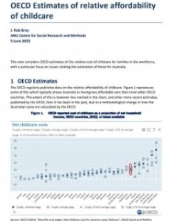 OECD Estimates of relative affordability  of childcare