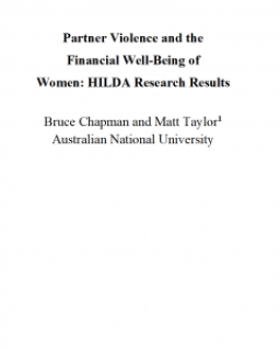Partner Violence and the Financial Well-Being of Women: HILDA Research Results